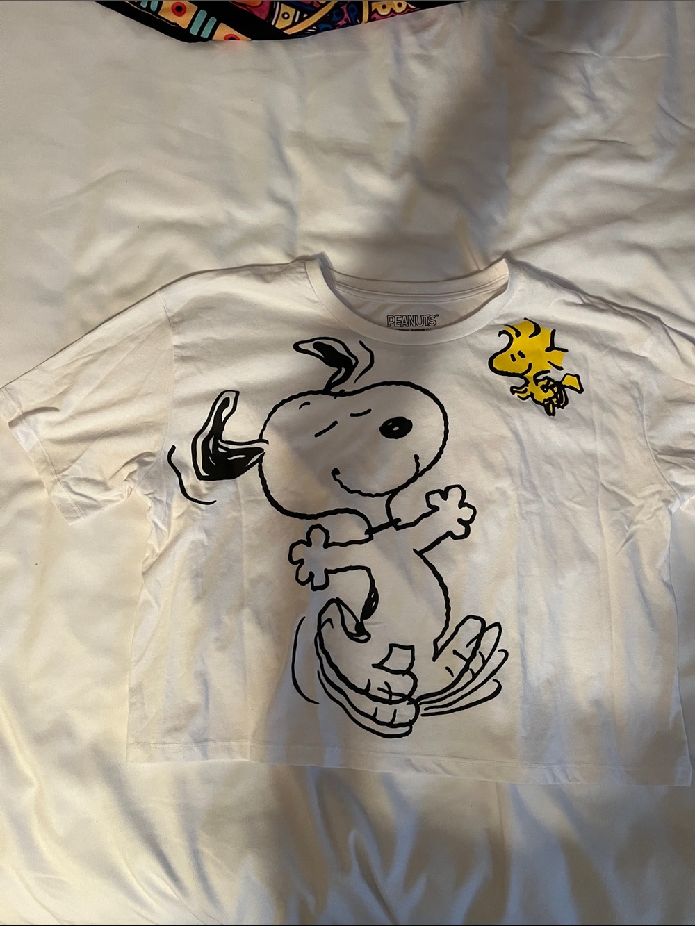 Peanuts White Kids T-Shirt with Snoopy & Yellow Woodstock